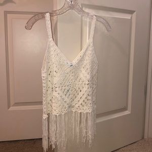 She + Sky Fringe Crop Top